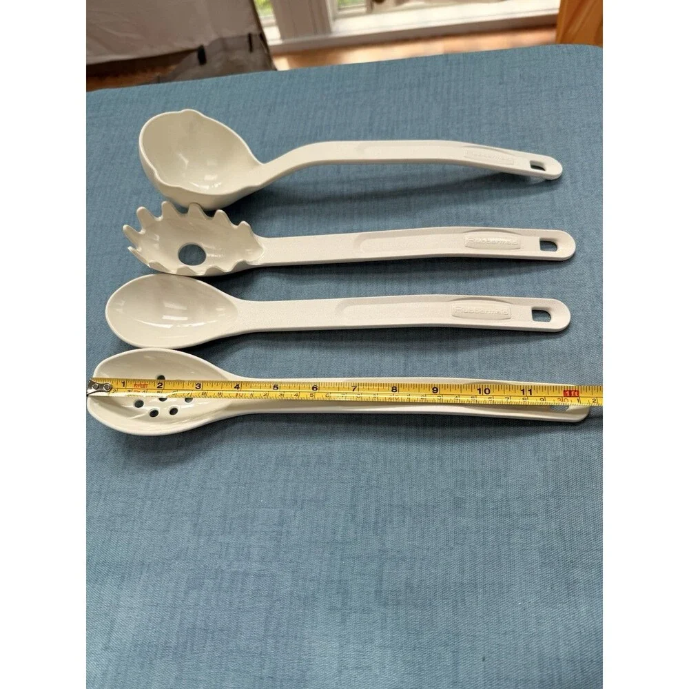 Rubbermaid White Slotted Solid Serving Spoon Pasta Ladle Set 1973 1974 1975 1976